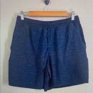 Lululemon Mens T.H.E. Short Linerless Size M 8" Inseam Navy Heather Blue Large